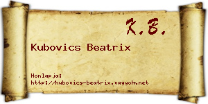 Kubovics Beatrix névjegykártya
